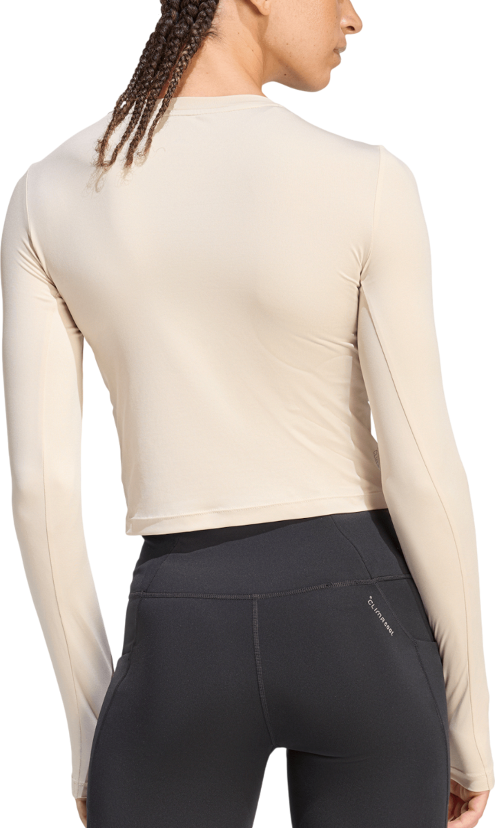 Съкратен топ adidas Originals Essentials Fitted Long-Sleeve Cropped Top with Thumbholes Бежово | ke8413, 1