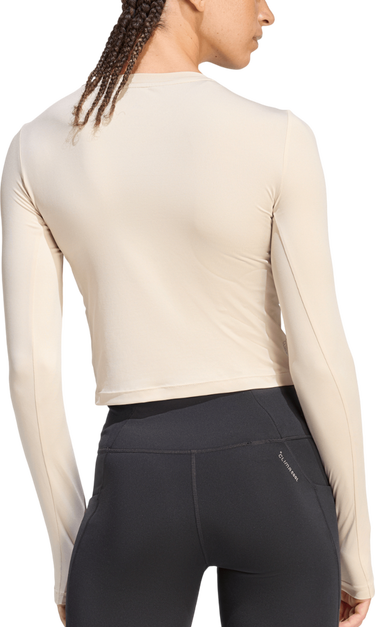 Съкратен топ adidas Originals Essentials Fitted Long-Sleeve Cropped Top with Thumbholes Бежово | ke8413, 1