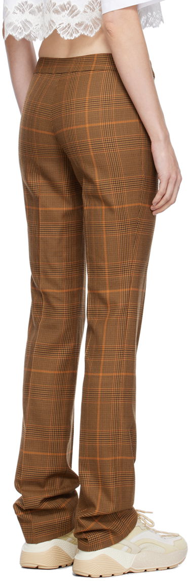 Панталони Stella McCartney Exposed Zip-Fly Glen Plaid Trousers Кафяво | 6401343CQ750, 2