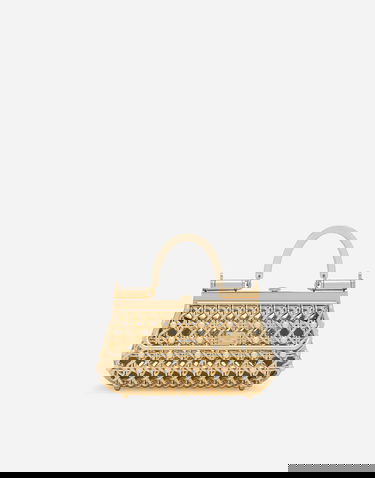 Дамска чанта Dolce & Gabbana Dolce & Gabbana Woven Pearl Embellished Top Handle Bag Металик | BB7618AV60189329, 0