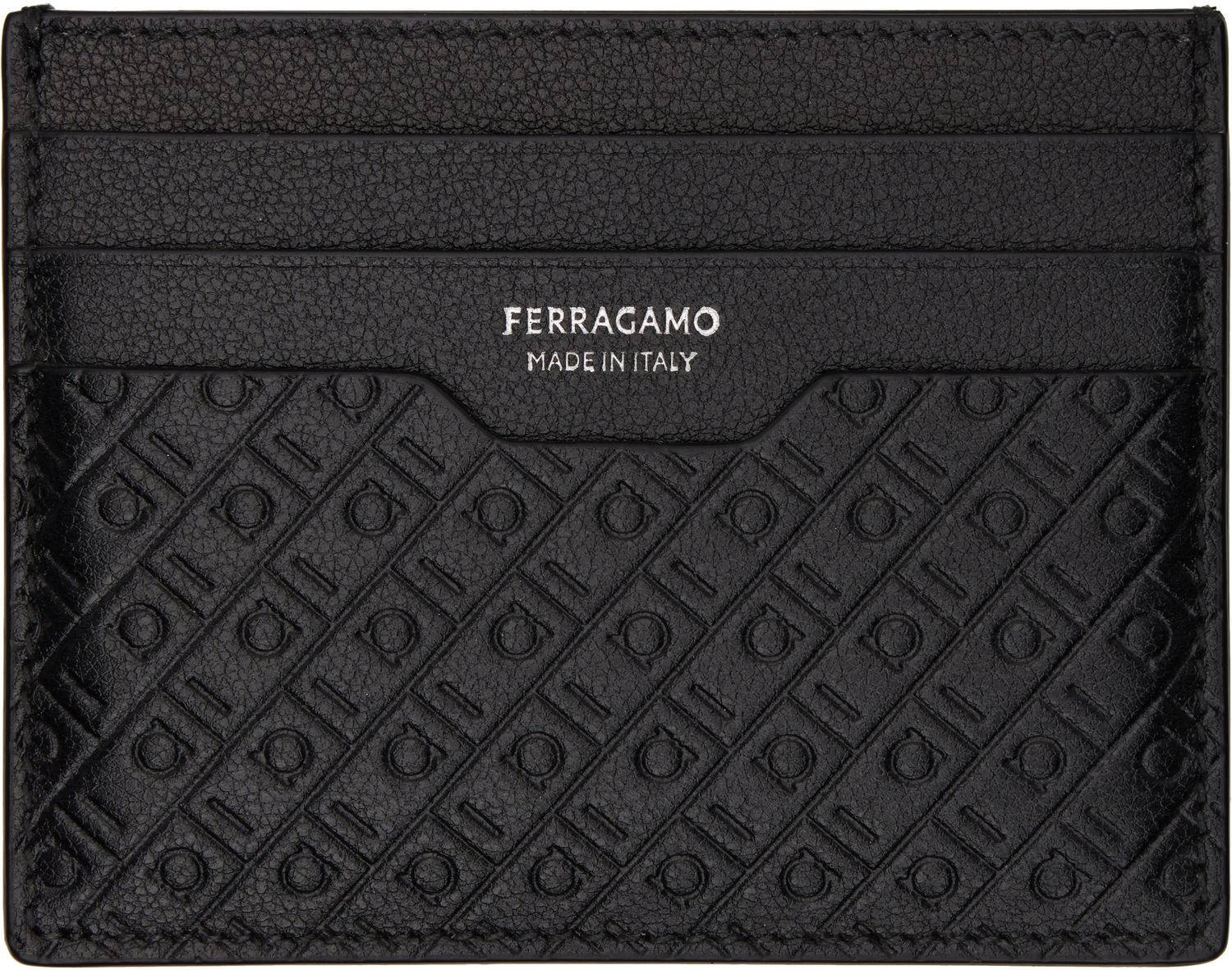 Портфейл FERRAGAMO Ferragamo Mini Embossed Card Holder Черно | 780076, 0
