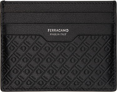 Портфейл FERRAGAMO Ferragamo Mini Embossed Card Holder Черно | 780076, 0
