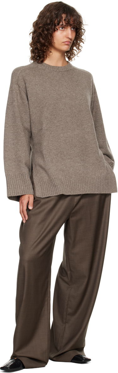 Пуловер Loulou de Saison Loulou de Saison Safi Cashmere Blend Sweater Кафяво | SAFI LDS, 3