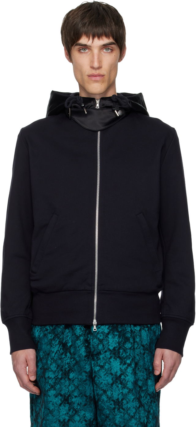 Dries Van Noten Satin-Trim Full-Zip Hoodie