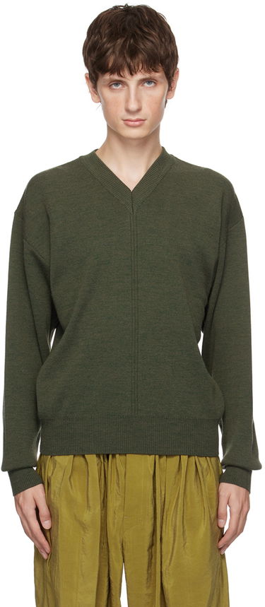 Пуловер LEMAIRE V-Neck Knit Sweater Зелено | TO1097 LK087, 0