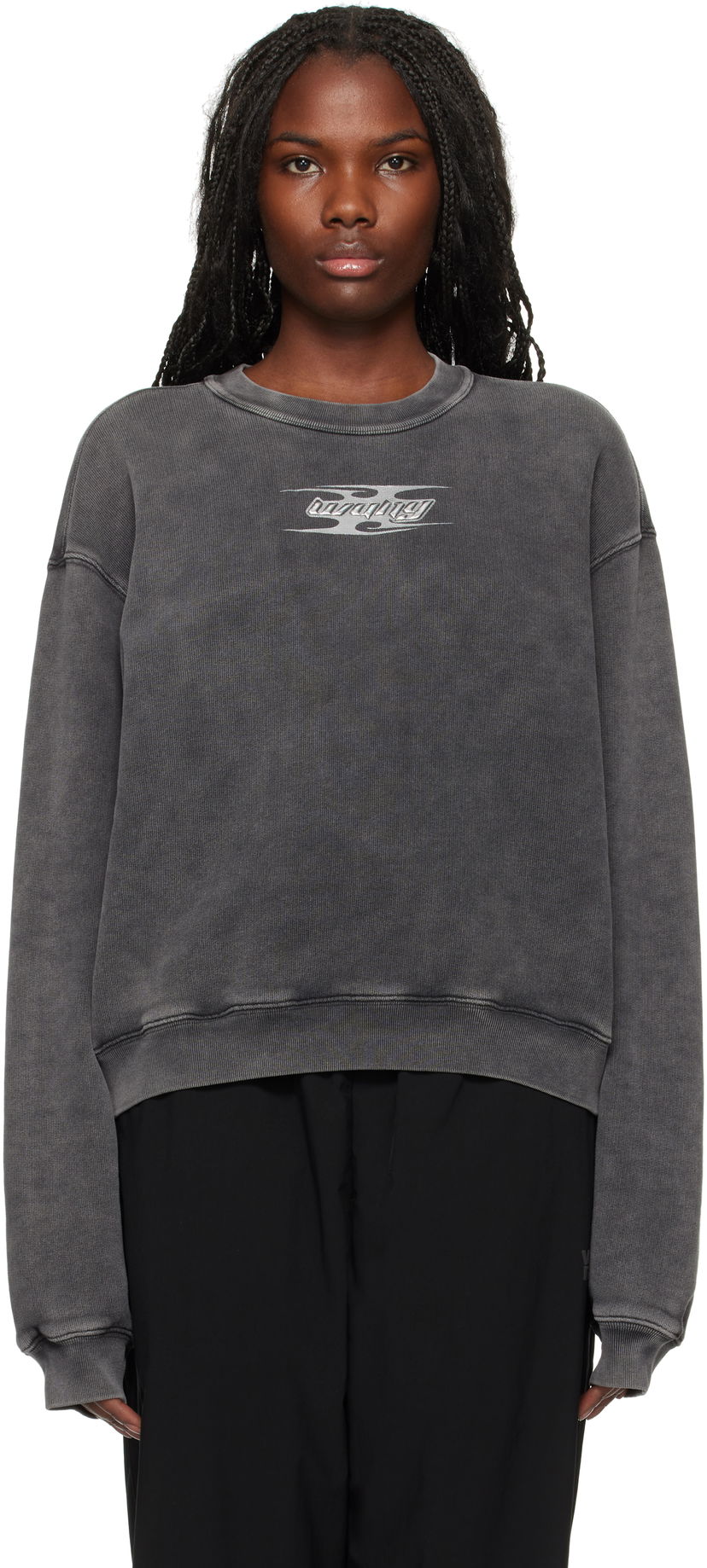 Суитчър Alexander Wang Embossed Logo Sweatshirt Сиво | 4CC4241513