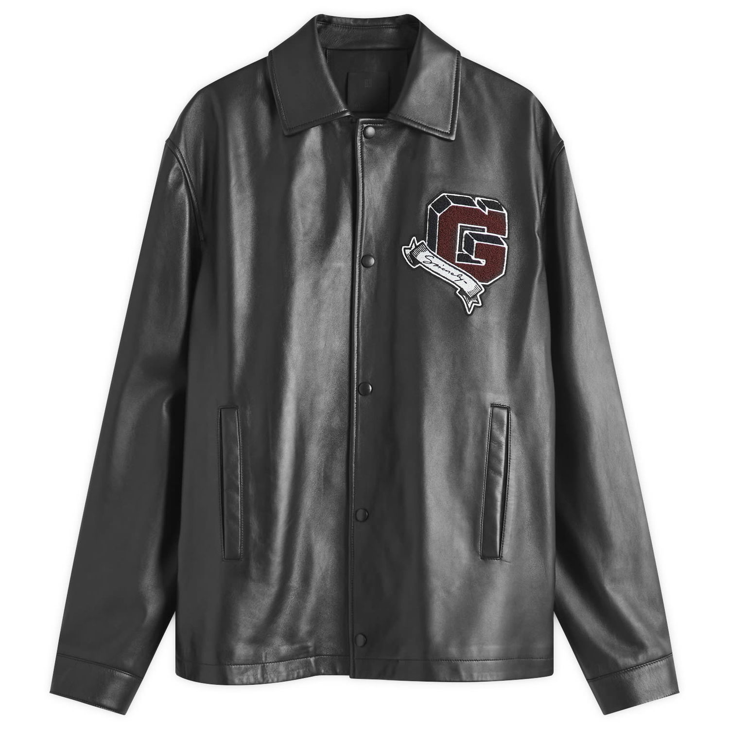 Яке бомбър Givenchy Givenchy Leather Coach Jacket, Size Medium Черно | BM011V61KP-001, 0