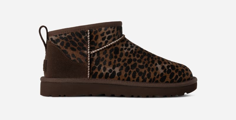 Кецове и обувки UGG Classic Ultra Mini Caspian Cow Hair Boots Кафяво | 1158328-BCDR