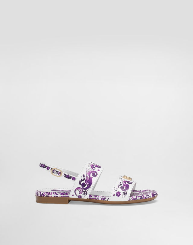 Dolce & Gabbana Majolica Print Calfskin Sandals
