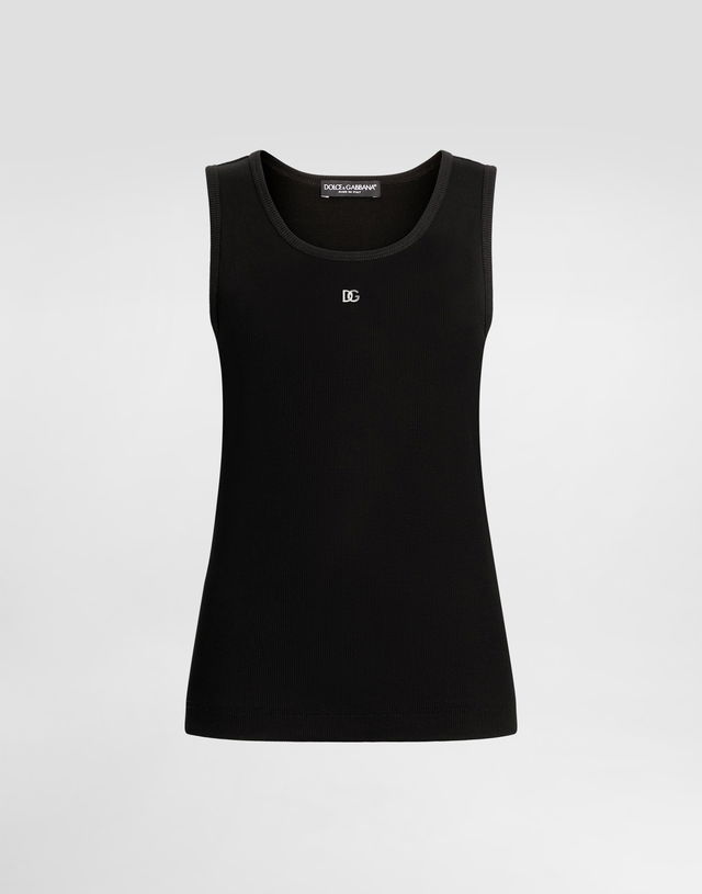 Dolce & Gabbana Fine-Rib Jersey Tank Top with DG Logo