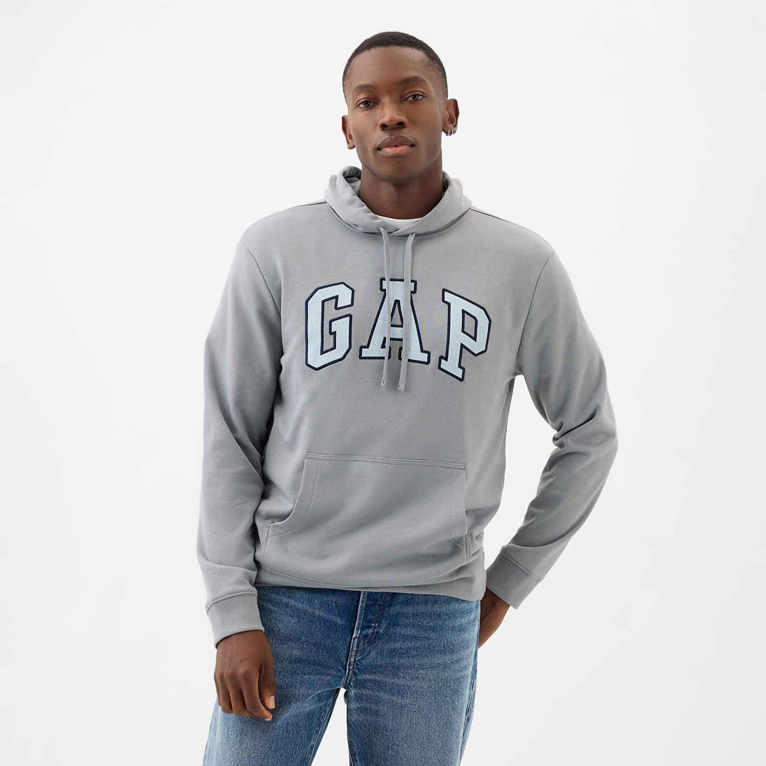 Суитчър GAP French Terry Pullover Logo Hoodie Storm Cloud 623 Сиво | 868458-02, 0
