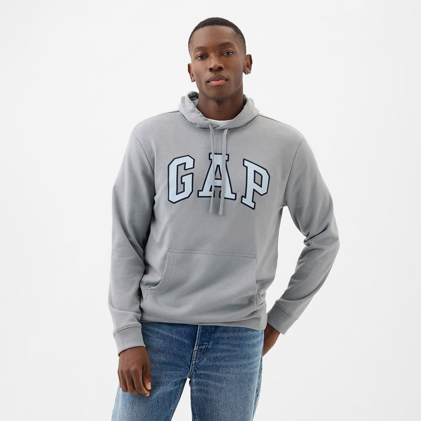 Суитчър GAP French Terry Pullover Logo Hoodie Storm Cloud 623 Сиво | 868458-02