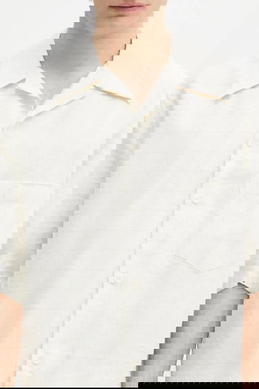 Риза Wales Bonner Wales Bonner Highlife Relaxed Fit Short Sleeve Bowling Shirt with Subtle Check Бежово | MS25SH08.VI02.0959, 3