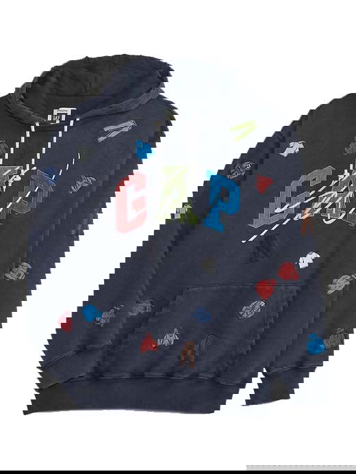 Суитчър GAP Re-Issue × Sean Wotherspoon Embroidered Arch Logo Hoodie Blue Тъмно синьо | 837645