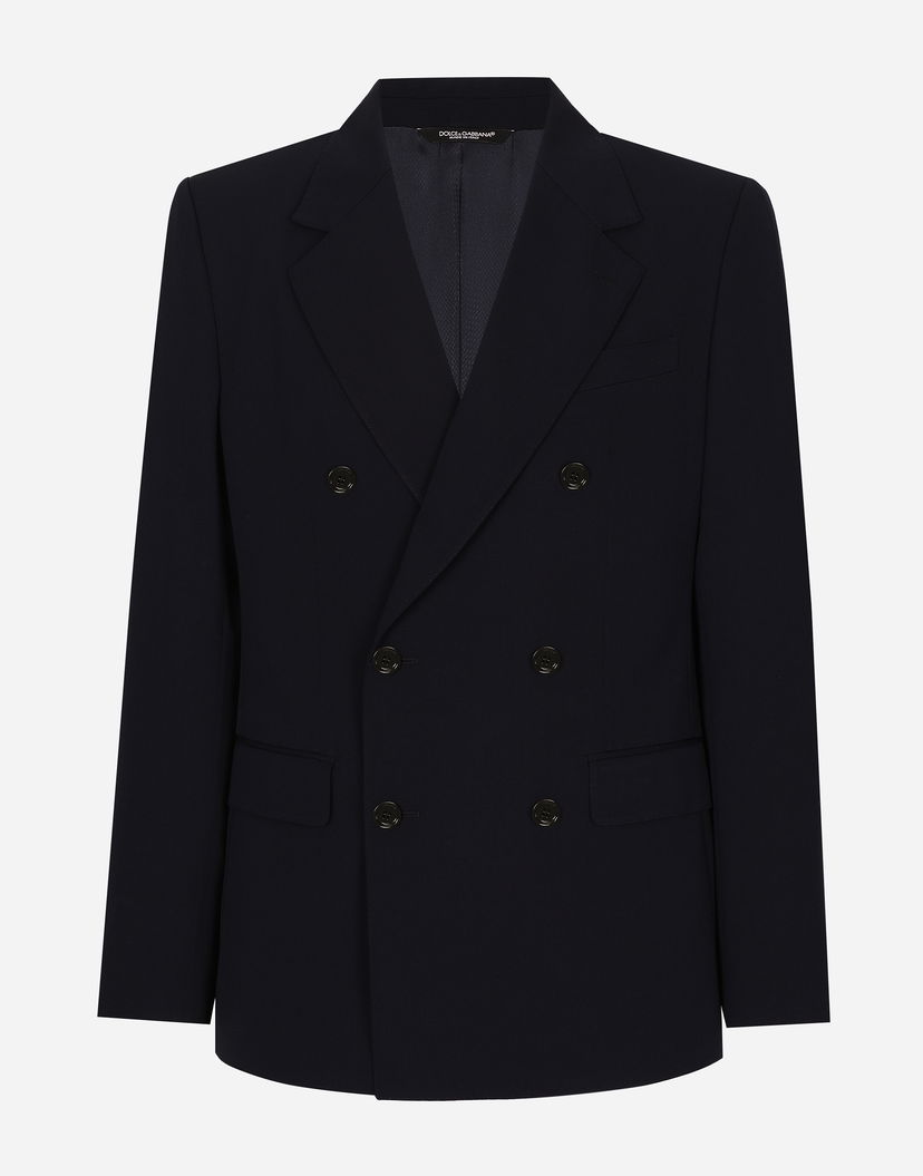 Яке Dolce & Gabbana Wool Twill Double-breasted Jacket 52 Тъмно синьо | G2UK8TFUBBQB0665