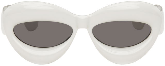 White Inflated Cat-Eye Sunglasses