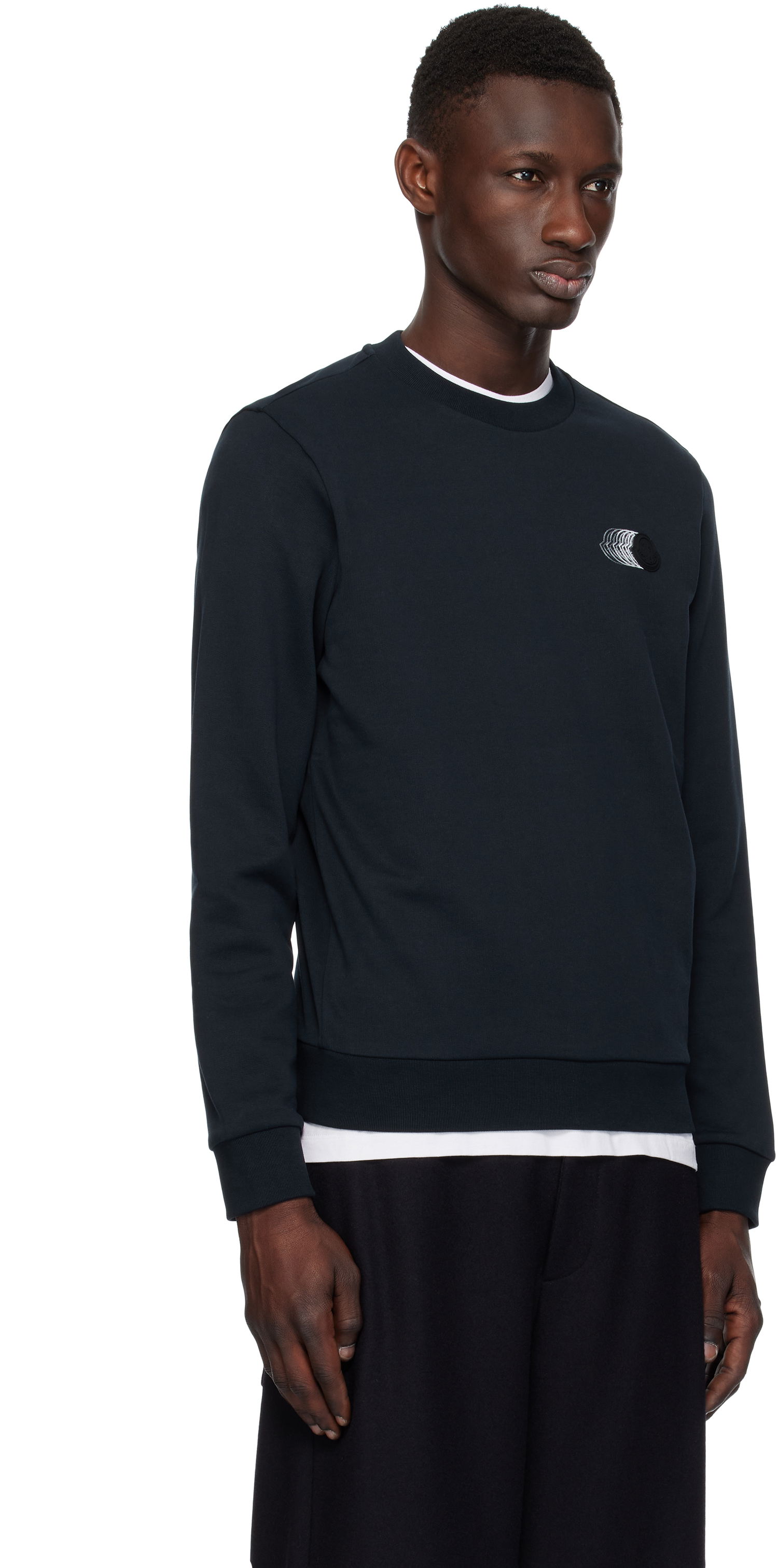 Пуловер Moncler Moncler Faded Logo Cotton Sweatshirt Тъмно синьо | K10918G00039809KR, 1
