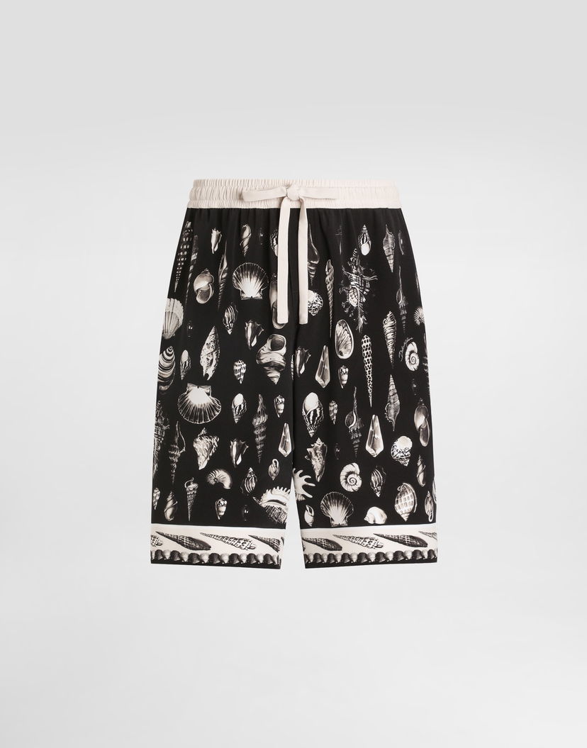Къси панталони Dolce & Gabbana Dolce & Gabbana Shell-Print Crêpe Shorts Черно | GV37ATHI1ZFHN5PI