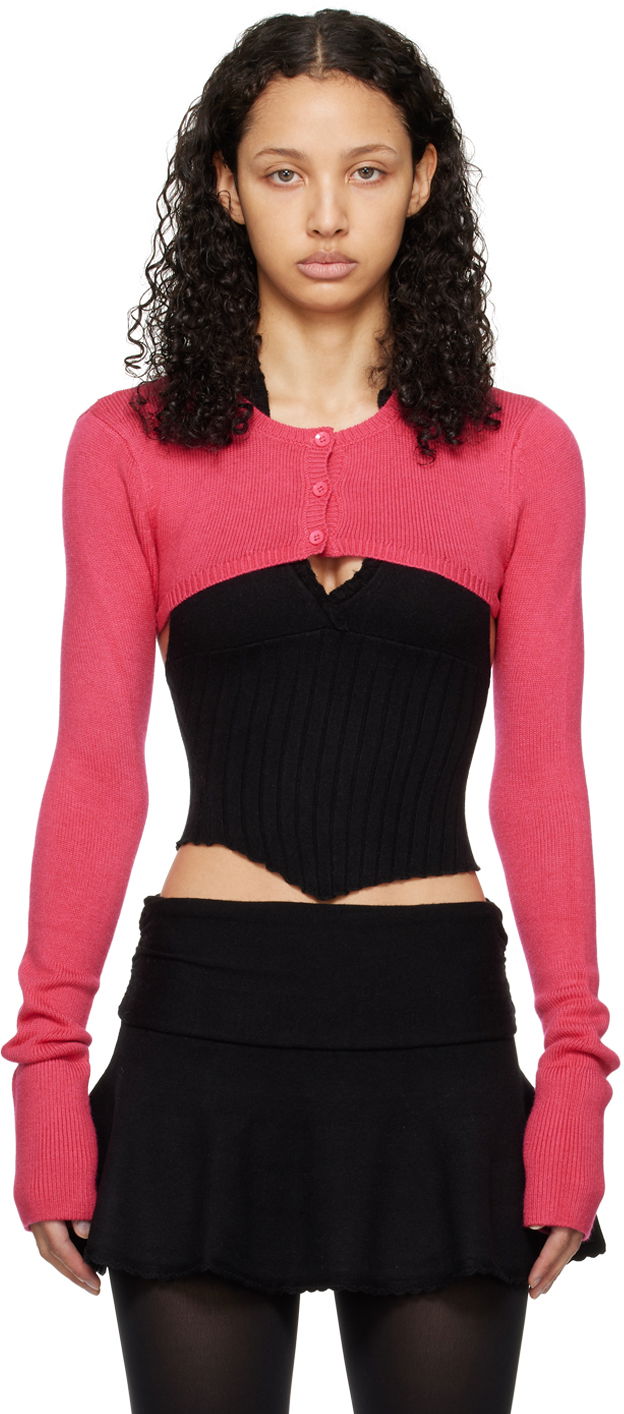 Пуловер GUIZIO Guizio Micro Cropped Cardigan Розово | R24610S003, 0