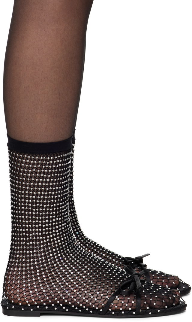 Balenciaga Leopold Crystal-Embellished Mesh Ballerina Flats