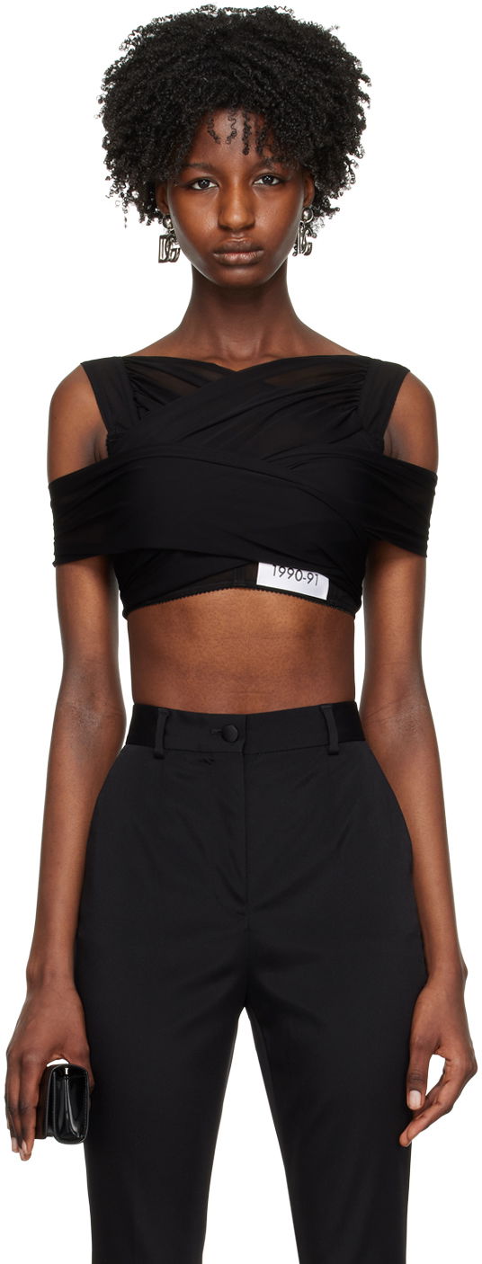 Потник Dolce & Gabbana Black Kim Kardashian Edition V-Neck Top Черно | F777ST FU8B0, 0