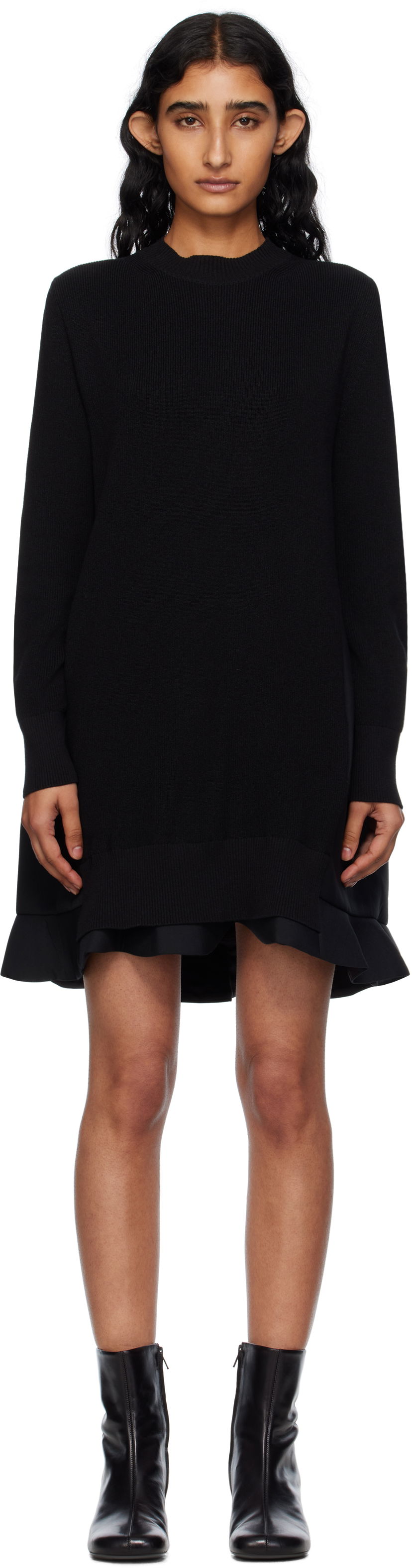 Pокля sacai Sacai Suiting Mix Knit Minidress Черно | 25-07952