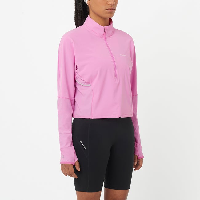 Съкратен топ Salomon Sense Aero Hybrid Cropped Top Розово | LC2641400, 0