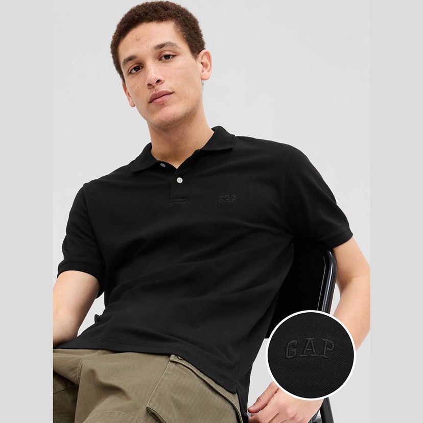 Поло тениска GAP T-shirt Logo Polo Black XS Черно | 586306-03