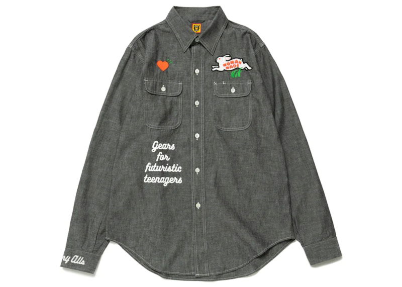 Риза Human Made Embroidered Chambray Shirt Сиво | HM24SH001