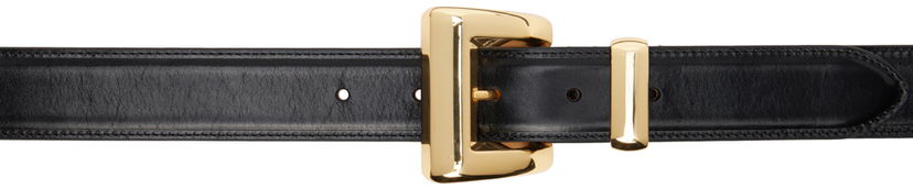 Колани BY FAR Black Leather Belt With Gold-Tone Buckle Черно | 23PFMACWBLL