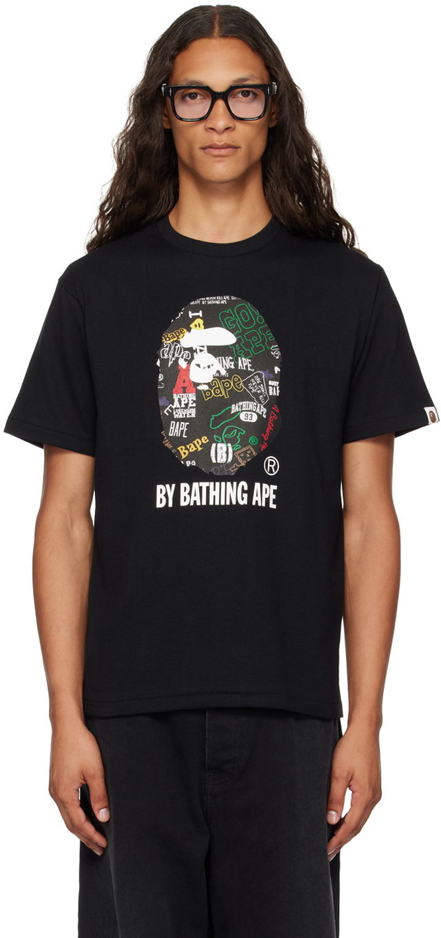 BAPE Black Hand Drawn Pattern 'By Bathing Ape' T-Shirt