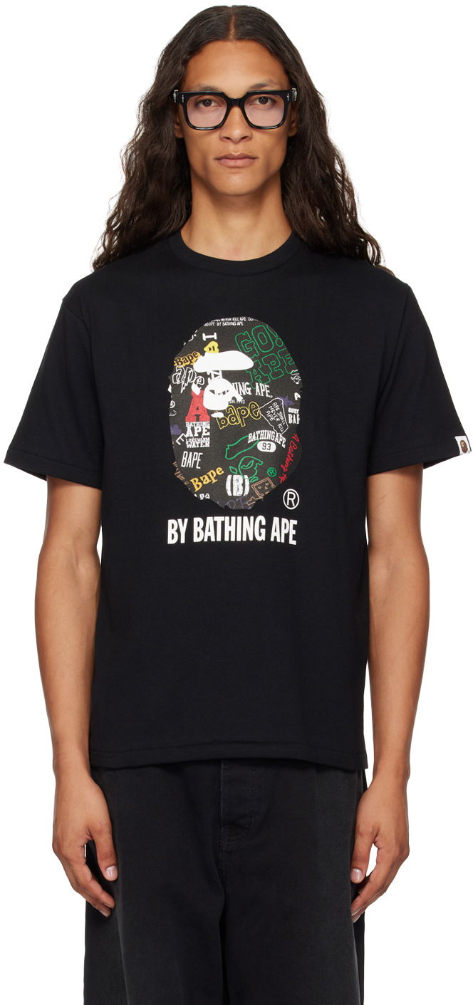 Тениска BAPE BAPE Black Hand Drawn Pattern 'By Bathing Ape' T-Shirt Черно | 001TEK301310M