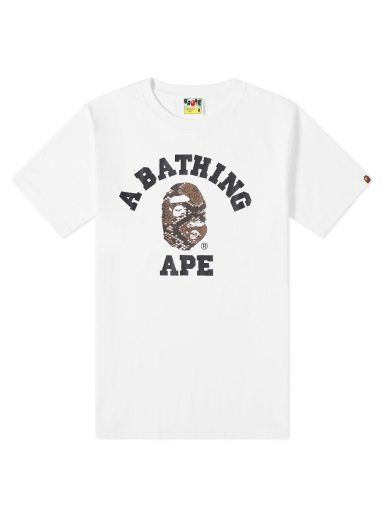 Тениска BAPE A Bathing Ape Snake College Tee Бяло | 001TEI801035M-WBE