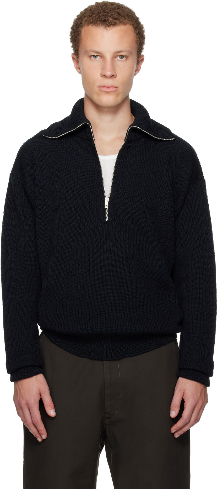 Пуловер LEMAIRE Half Zip Sweater Черно | TO1439 LK1042