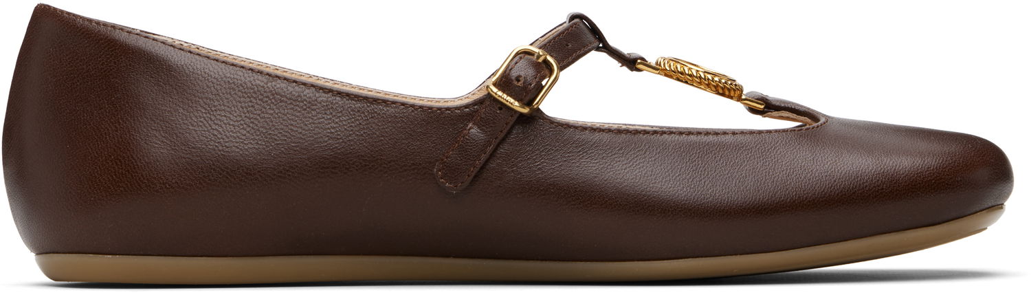 Кецове и обувки CHLOÉ Leonore Ballerina Flats Кафяво | CH25W14XUO, 0