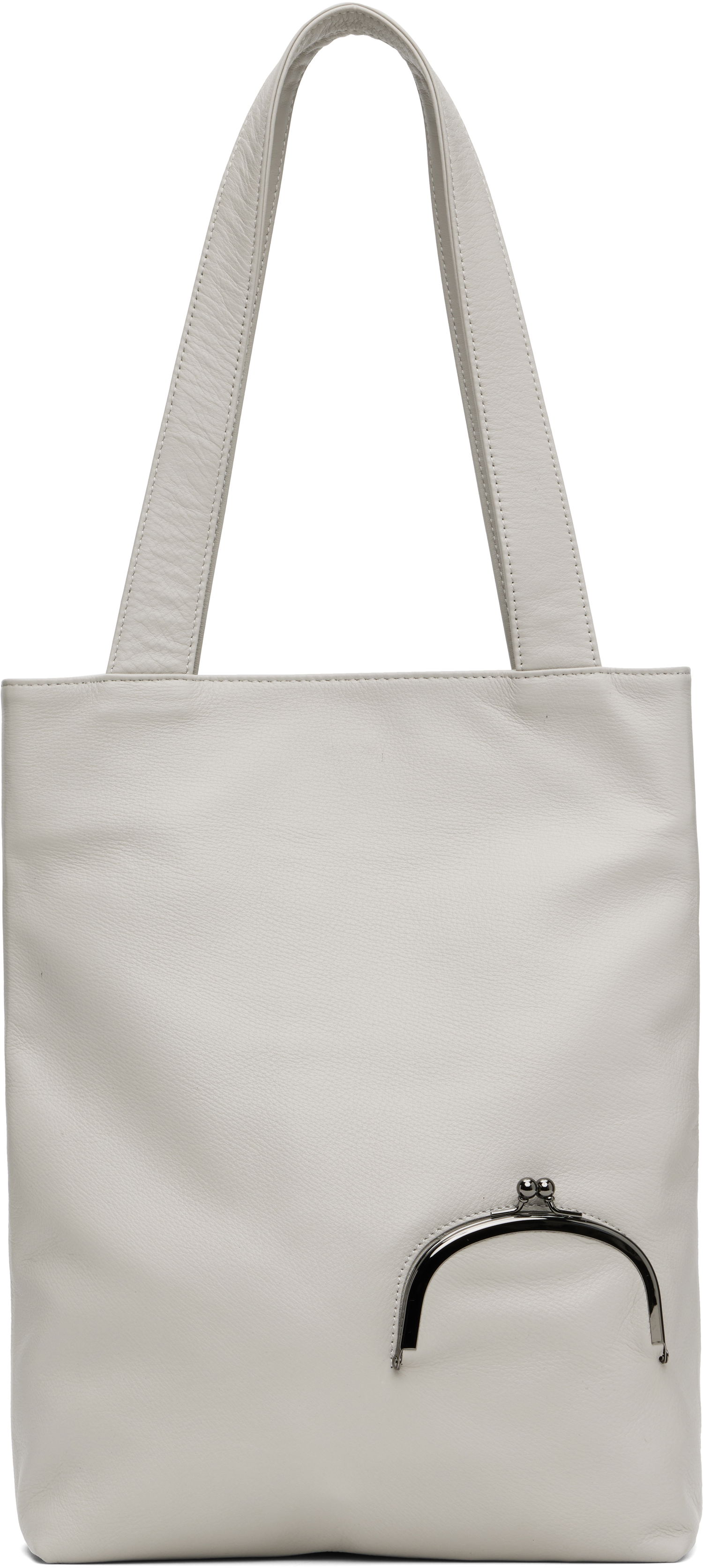 Голяма пазарска чанта Yohji Yamamoto YOHJI YAMAMOTO Clasp Tote Бяло | DP-I83-717, 0