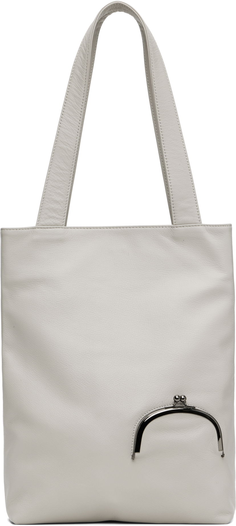 Голяма пазарска чанта Yohji Yamamoto YOHJI YAMAMOTO Clasp Tote Бяло | DP-I83-717