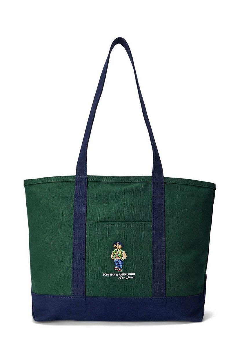 Голяма пазарска чанта Polo by Ralph Lauren Bear Embroidered Canvas Tote Bag Зелено | 405945887