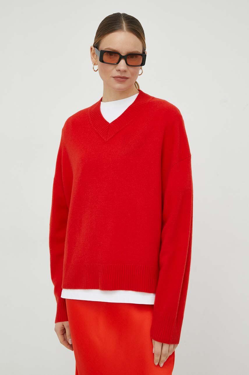Пуловер Samsoe Samsoe Amaris V-Neck Sweater Червено | F20400019, 0