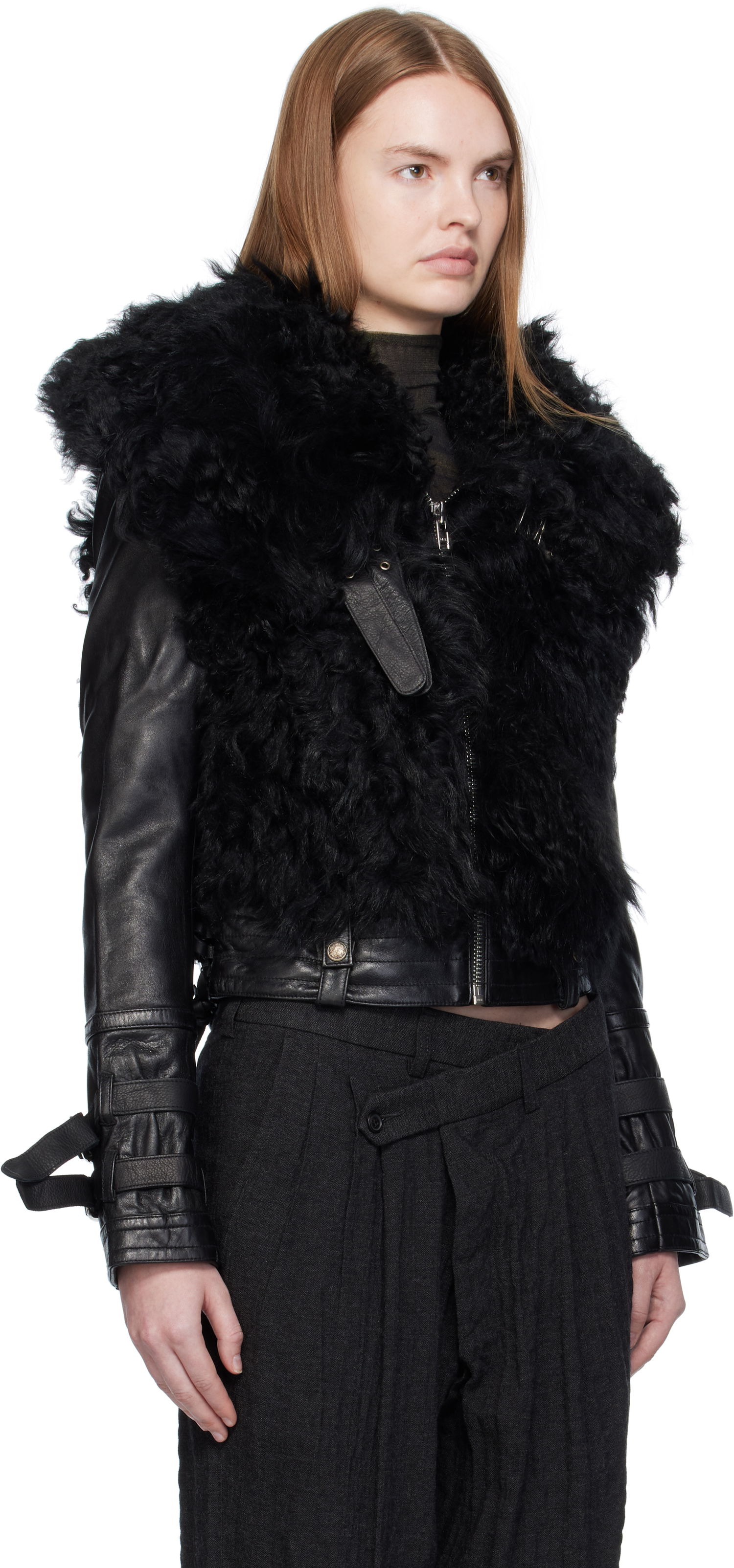 Яке R13 R13 Furry Shrunken Shearling Jacket Черно | R13WR419-R544A, 1