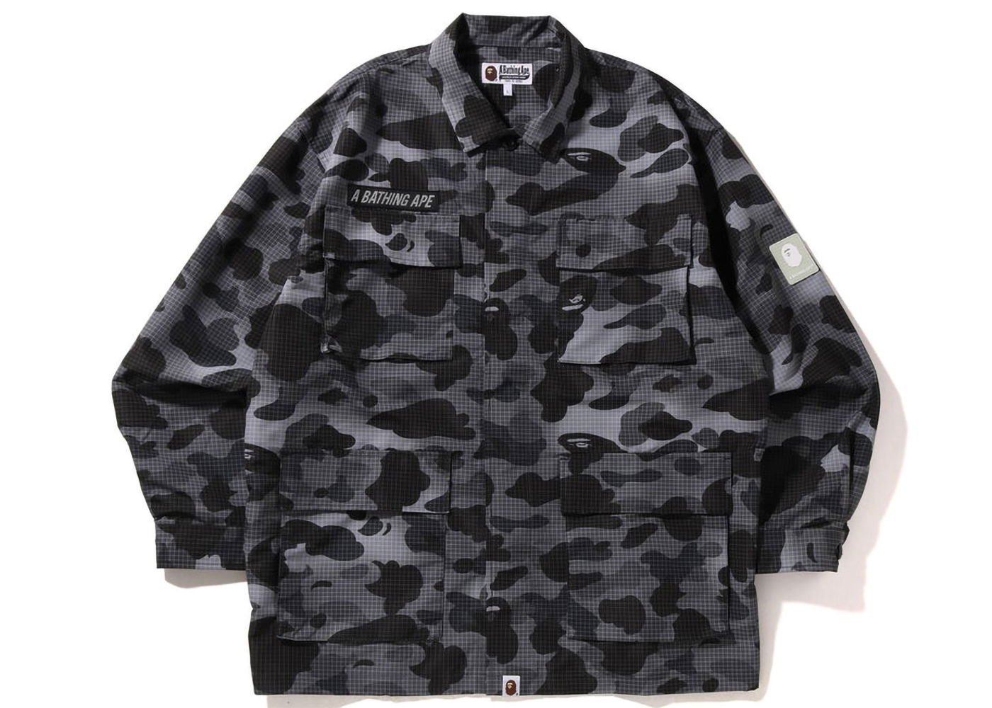 Риза BAPE Grid Camo Relaxed Fit Military Shirt Черно | 1I80-113-006, 0