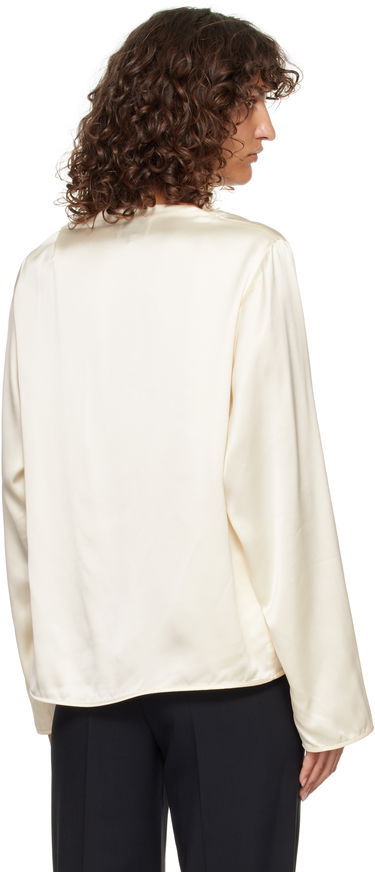 Риза Loulou de Saison Loulou de Saison Riddy Draped Satin Blouse Бяло | RIDDY, 2