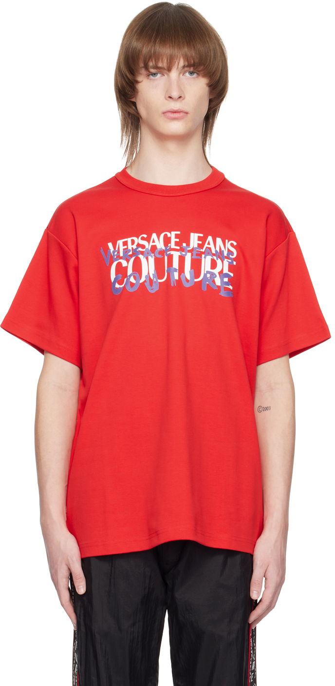 Тениска Versace Jeans Couture Printed T-Shirt Червено | E74GAHF02 ECJ01F