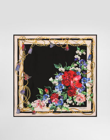 Шал Dolce & Gabbana Dolce & Gabbana Floral-Print Silk Twill Square Scarf Многоцветен | FN092RGDC5JHN5QG, 0