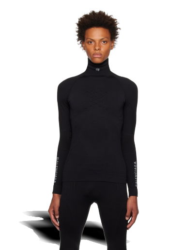 Тениска Balenciaga Sporty B Highneck Athletic Long Sleeve T-Shirt Черно | 719661-4C9B4-1000