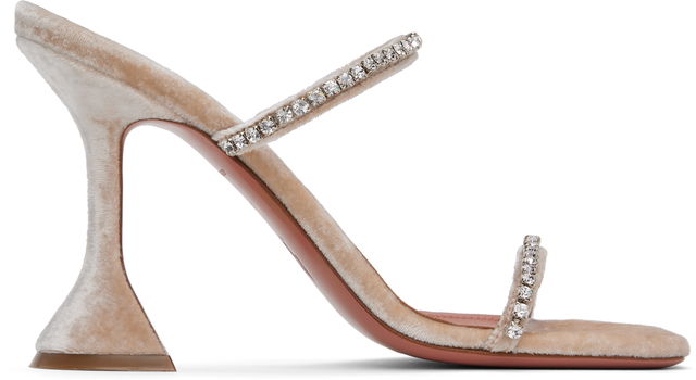 Amina Muaddi Gilda Crystal-Embellished Velvet Heeled Sandals