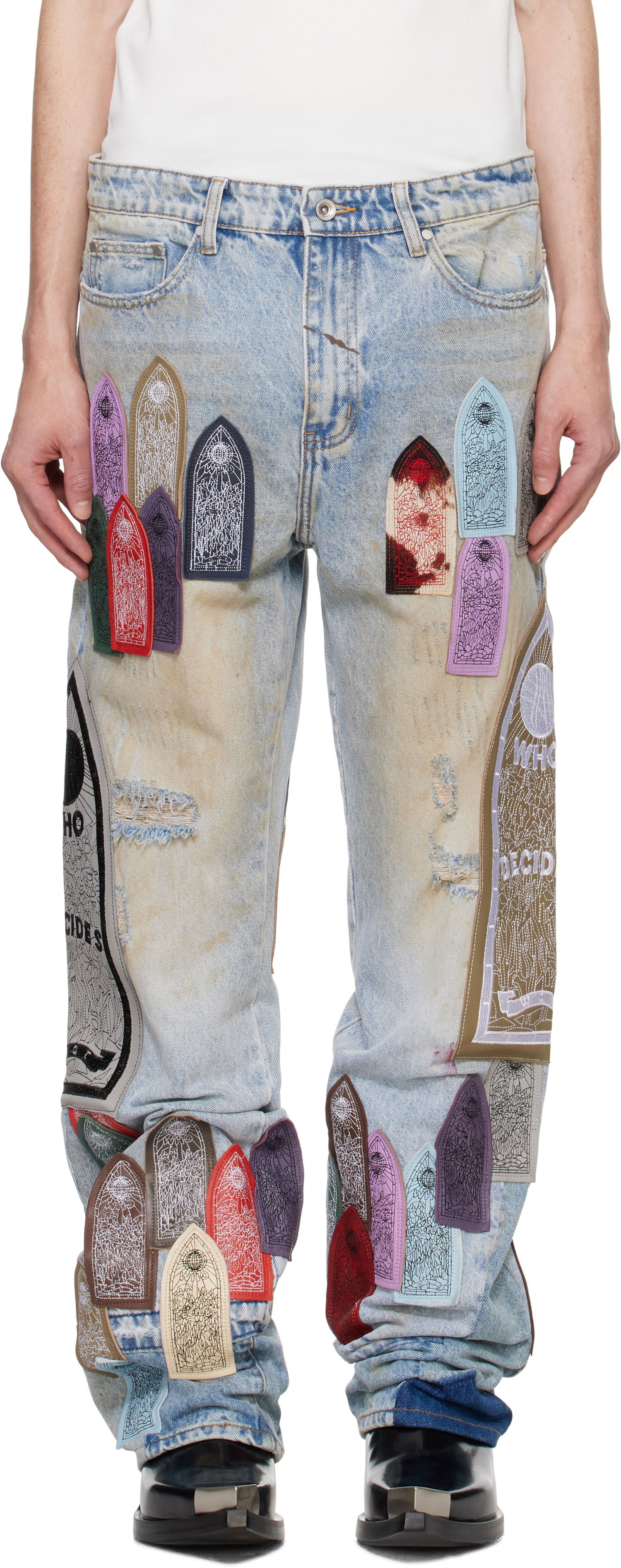 Дънки Who Decides War Multicolored Graphic Print Jeans Синьо | 1120620030FW24, 0
