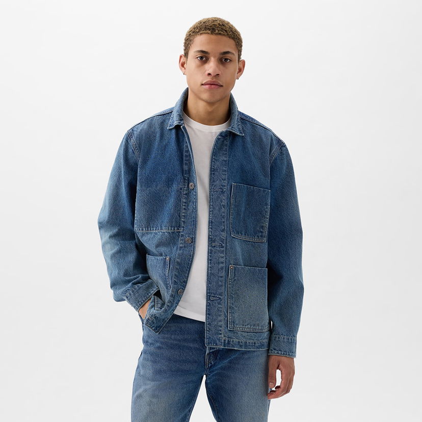 Яке GAP Denim Chore Jacket Medium Wash Тъмно синьо | 881119-00