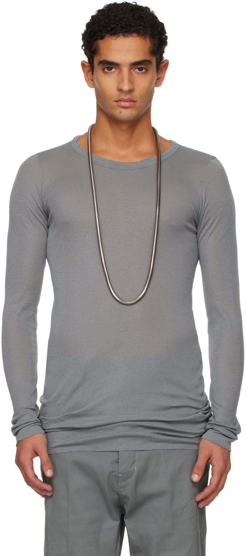 Тениска Rick Owens Rick Owens Concordians Rib Long-Sleeve T-shirt Сиво | RU02E1250 MR