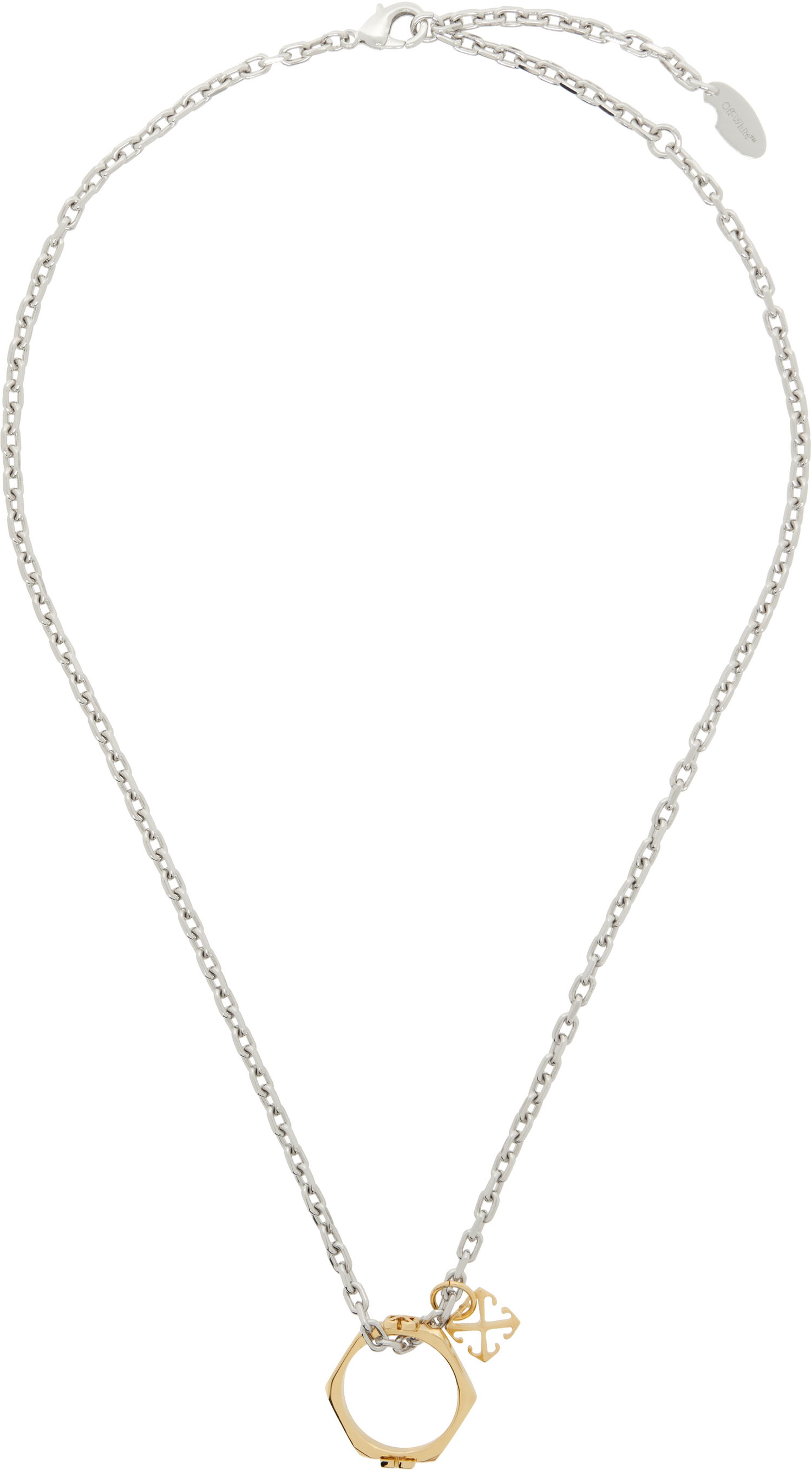 Колие Off-White Silver & Gold Chain With Pendant Necklace Металик | OMOB15NS25MET0017276, 0